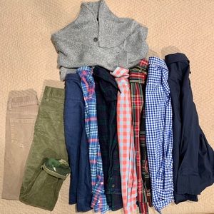 Boys lot button down shirts, pants and sweater